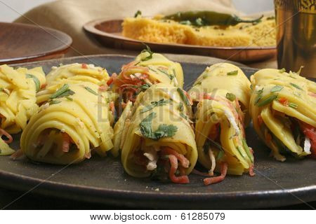Khandvi - gram flour and buttermilk snack