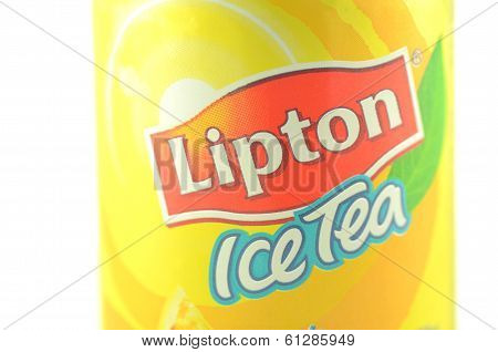 Lipton Ice Tea drink in a can isolated on white background