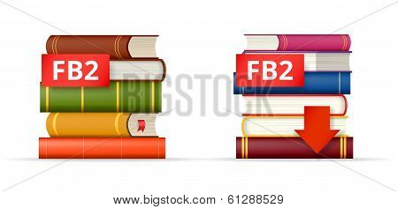 FB2 books stacks  icons