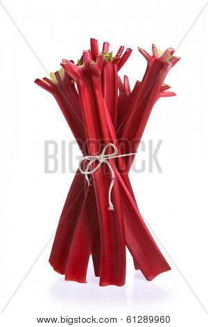 Bunch of Rhubarb on white background