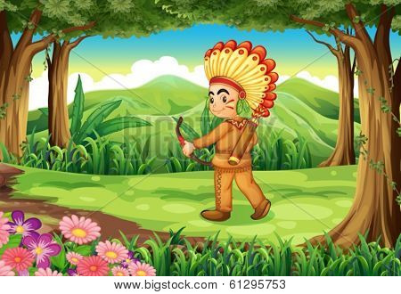 Illustration of a forest with an Indian
