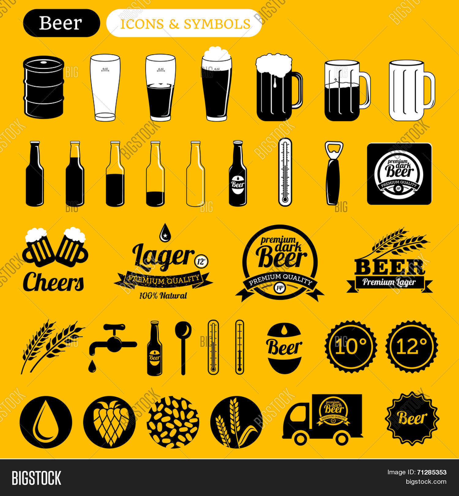 Vector Beer Icons Set Vector & Photo (Free Trial) | Bigstock