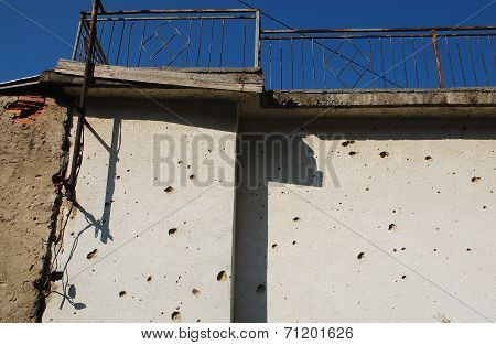 Bullet Marked Wall In Mostar