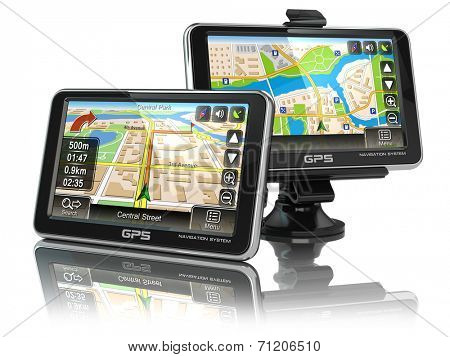 GPS navigation system on white isolated background. 3d