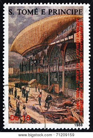 Postage Stamp Sao Tome And Principe 1988 Airship Le Jeune