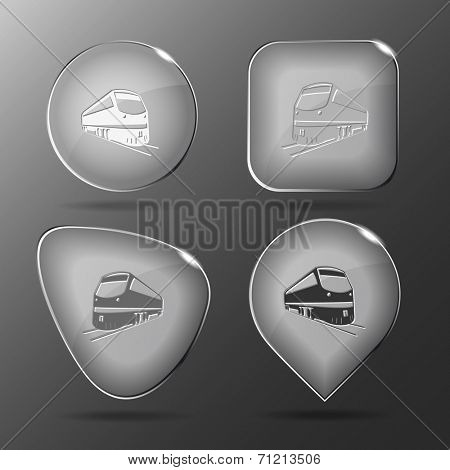 Train. Glass buttons. Raster illustration.