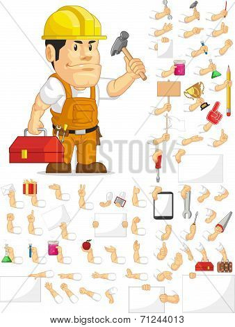 Strong Construction Worker Customizable Mascot Set
