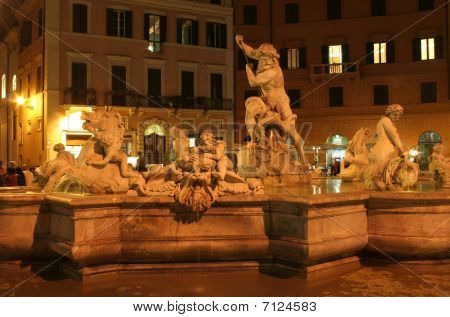 Rom Brunnen in Nacht Piazza navona