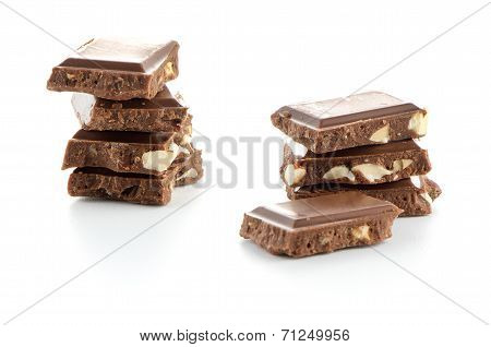Closeup Detail Of Chocolate With Almods Parts