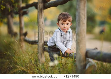 Cute happy boy child outdoors