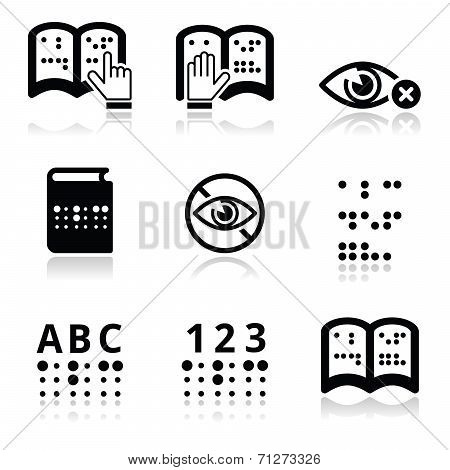 Blindness, Braille writing system icon set