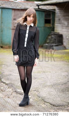 Beautiful Young Woman Dressed In Black