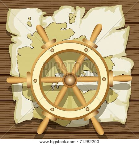 steering wheel and map