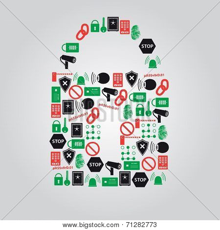 Security Icons In Padlock Shape Eps10