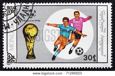 Postage Stamp Mongolia 1990 Soccer Player In Action
