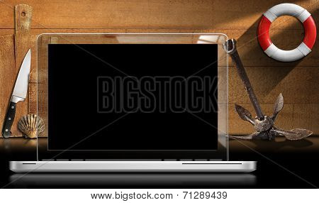 Laptop Computer In The Kitchen