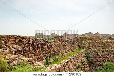 Ruins of Tughlaqabad Fort in Delhi, India