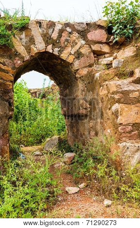 Ruins fragment of Tughlaqabad Fort in Delhi India
