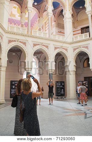 Tourists In Sarajevo City Hall