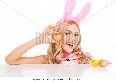 Bunny With Easter Eggs.