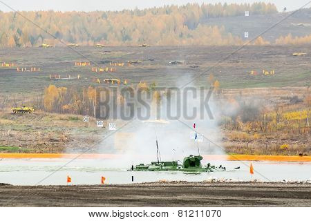 BTR-82A armoured personnel carrier in water