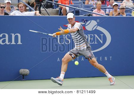 Professional tennis player Tomas Berdych from Czech Republic during US Open 2014 round 3 match