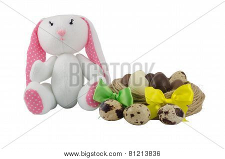 Easter rabbit with eggs, Easter concept