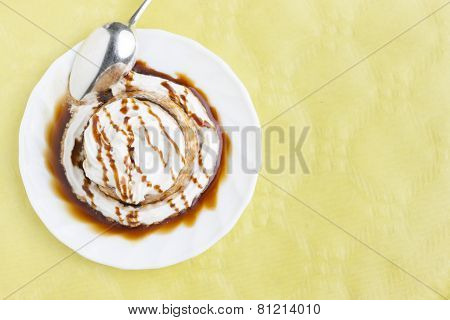Pudding With Cream And Syrup