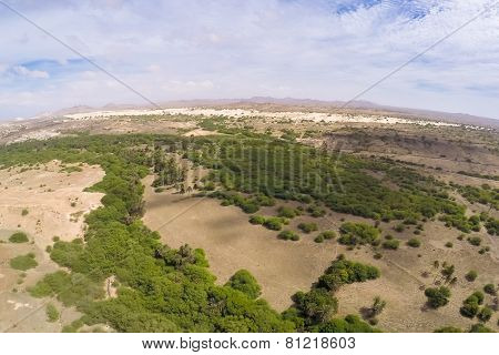Aerial View -  Oasis Near  Viana Desert, Boavista - Cape Verde
