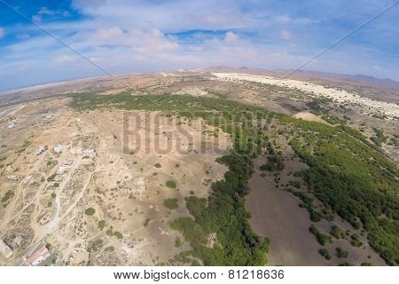 Aerial View -  Oasis Near  Viana Desert, Boavista - Cape Verde