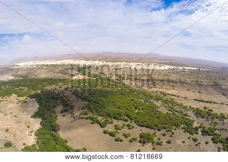 Aerial View -  Oasis Near  Viana Desert, Boavista - Cape Verde