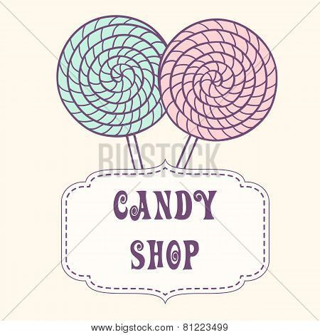 Hand Drawn Lollipop With Label