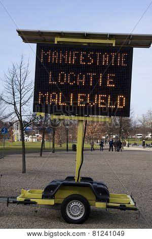 Manifestation Sign On Malieveld In The Hague
