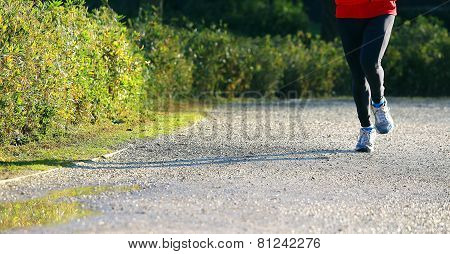 Runner During The Marathon Race Outdoors In Winter