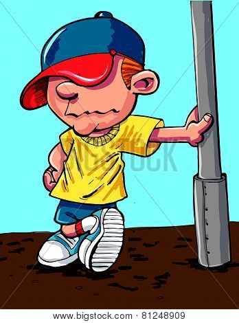Cartoon cool kid with a baseball cap