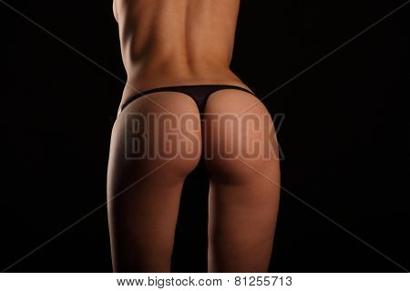 Sexy ass Girls In Black Underwear Isolated