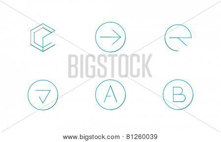 Logo set thin line clean style - business icons, branding emblems