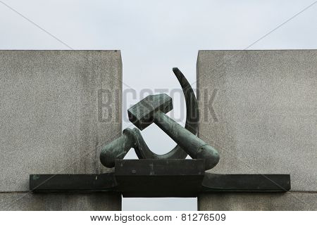 Hammer and Sickle. Soviet War Memorial in Terezin, Czech Republic.