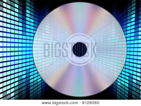 Disque compact sur fond d'égaliseur