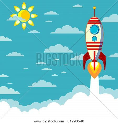 Flying Rocket with space for text