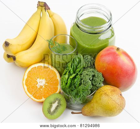 Green Smoothie With Fruits And Greens