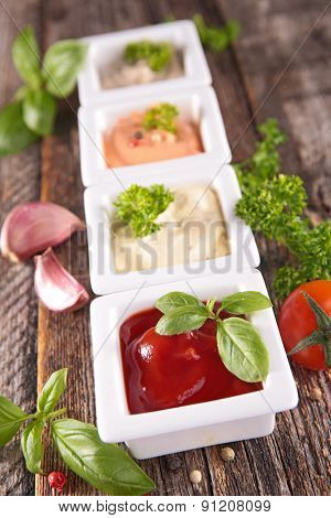 assortment of sauce