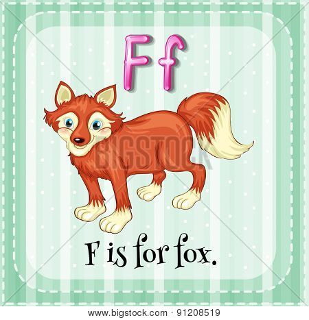 Flashcard letter F is for fox