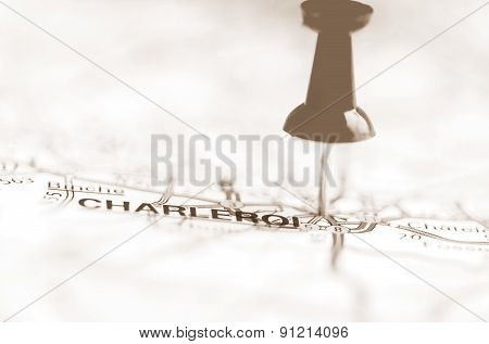 Charleroi City On Map, Belgium