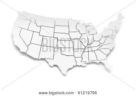Paper map of USA with state borders