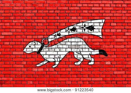 Flag Of Vannes Painted On Brick Wall