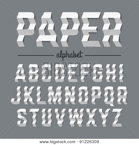 Paper alphabet with zigzag folded letters. Vector.