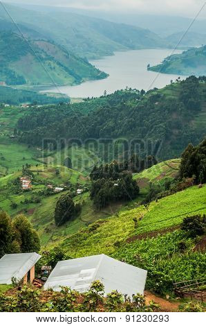 Lake Bunyonyi Viewed From Up High.