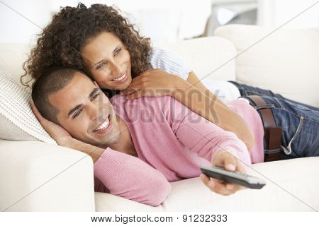 Young Couple Watching TV