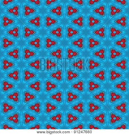 Abstract Seamless Blue Icy Texture Or Background With Red Triangular Pattern For Christmas Decor